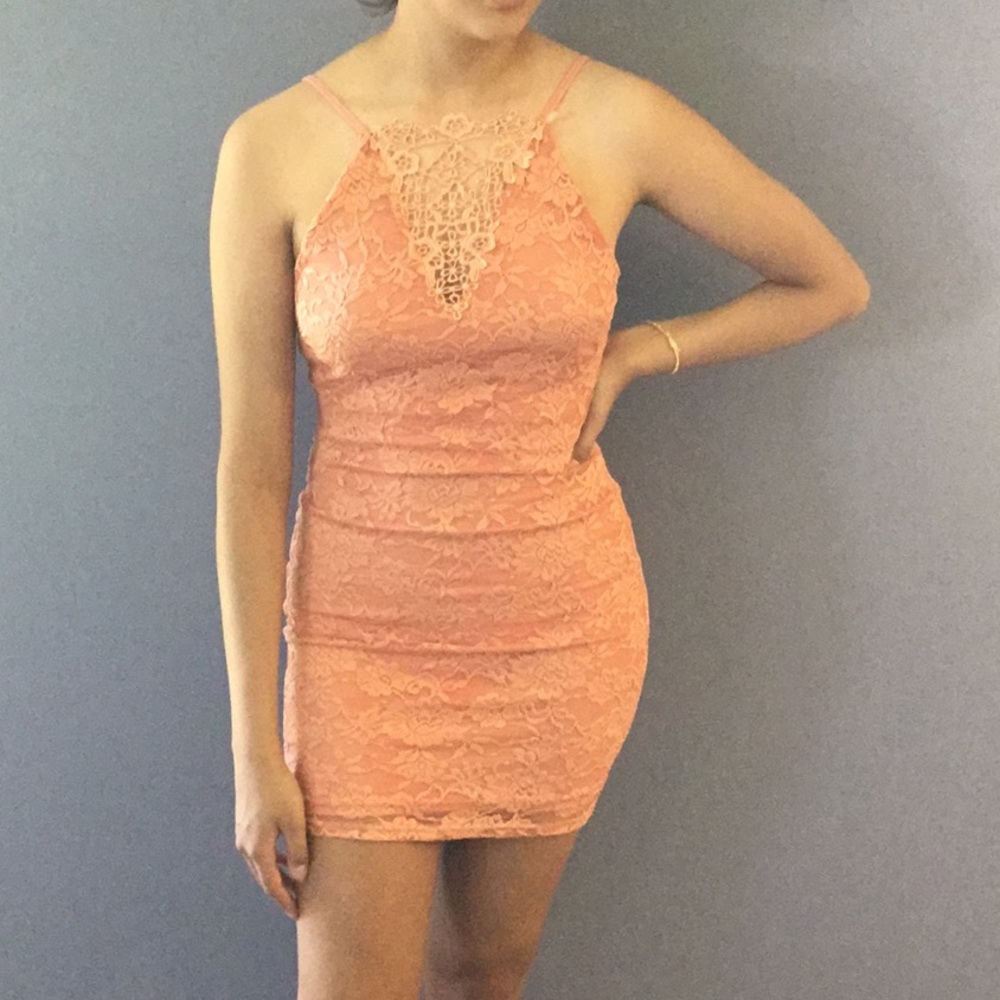 NWOT Salmon Flower embroidered dress